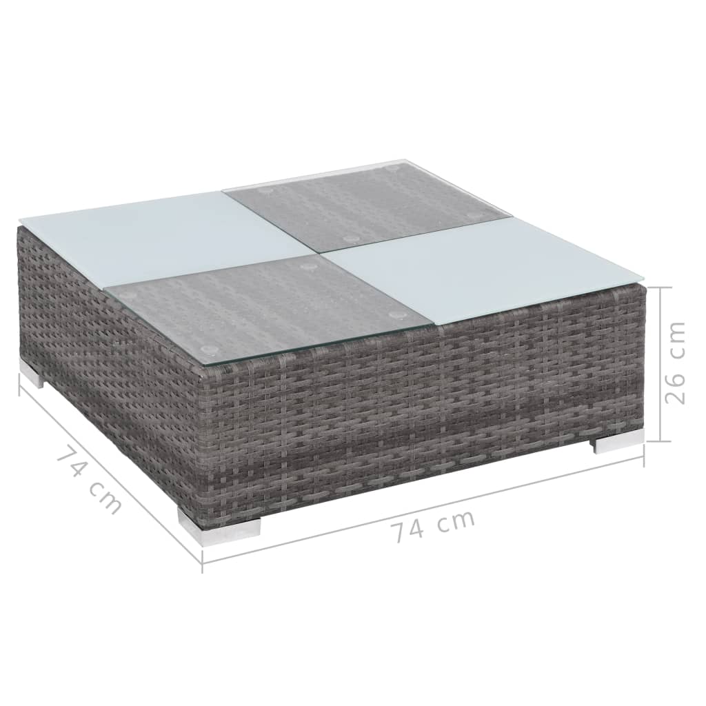 8 pcs conjunto lounge de jardim c/ almofadões vime PE cinzento