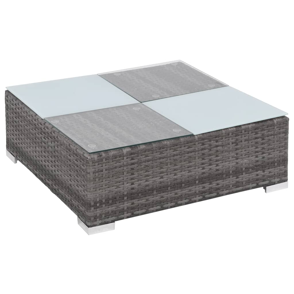 8 pcs conjunto lounge de jardim c/ almofadões vime PE cinzento