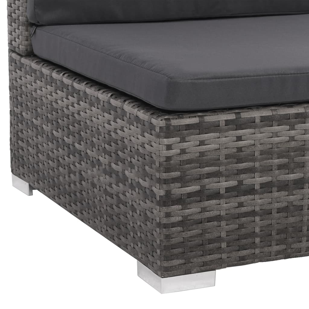 8 pcs conjunto lounge de jardim c/ almofadões vime PE cinzento