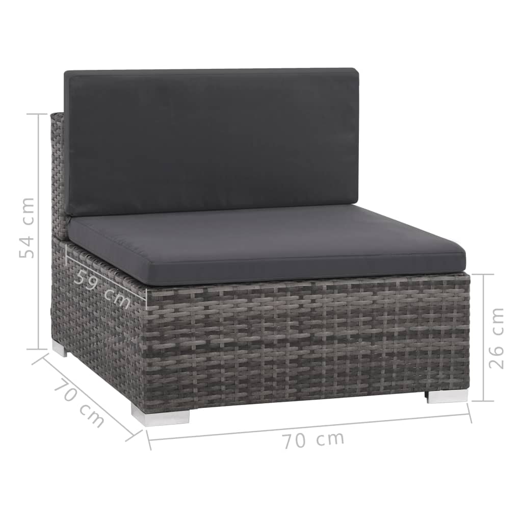 8 pcs conjunto lounge de jardim c/ almofadões vime PE cinzento
