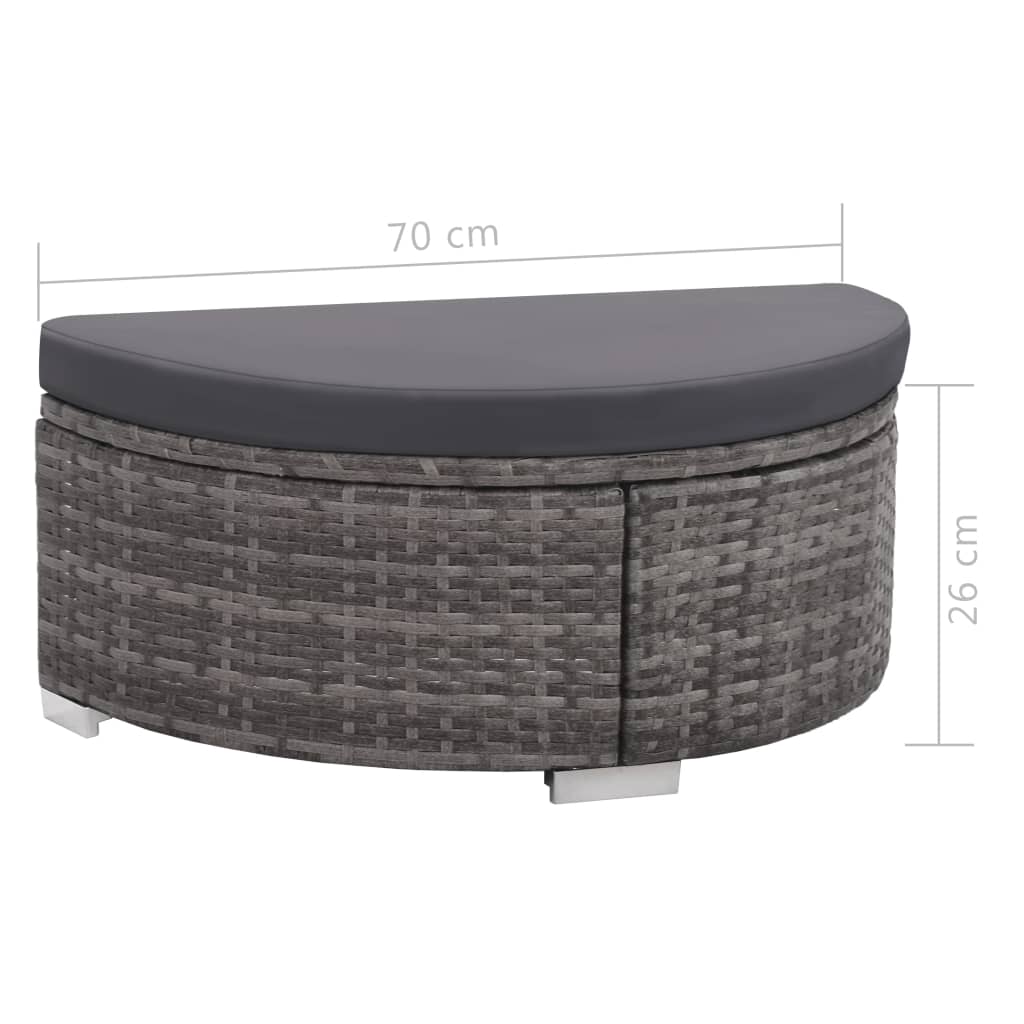 8 pcs conjunto lounge de jardim c/ almofadões vime PE cinzento