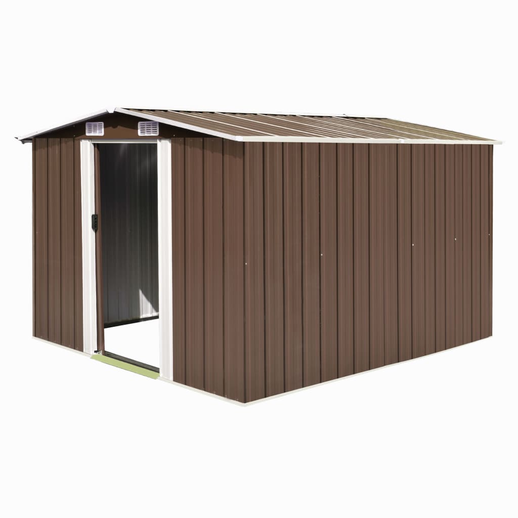 Abrigo de jardim 257x298x178 cm metal castanho