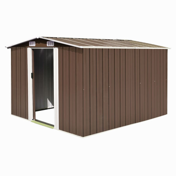 Abrigo de jardim 257x298x178 cm metal castanho