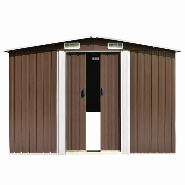 Abrigo de jardim 257x298x178 cm metal castanho