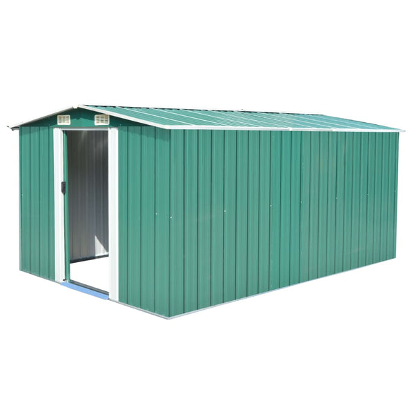 Abrigo de jardim 257x392x181 cm metal verde