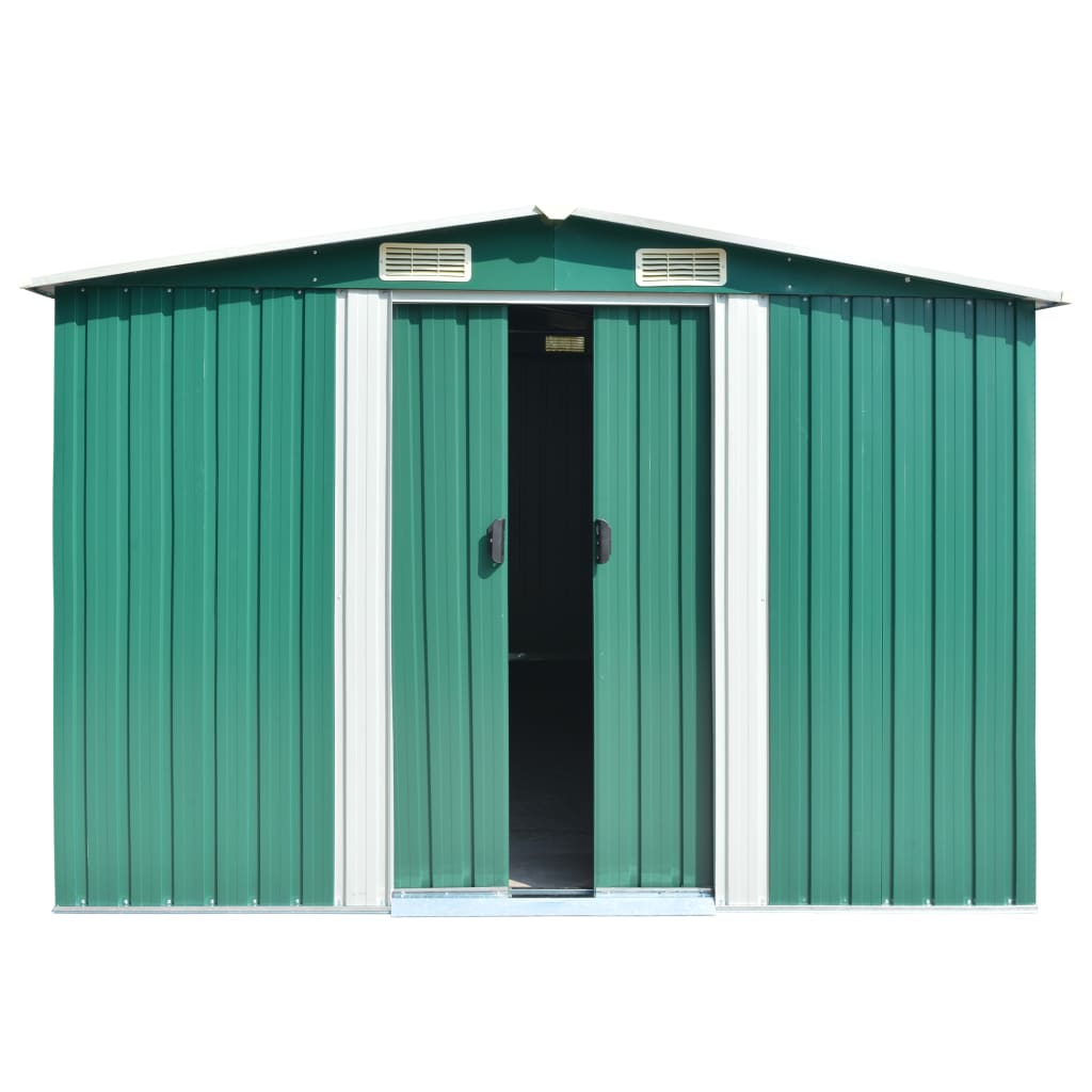 Abrigo de jardim 257x392x181 cm metal verde