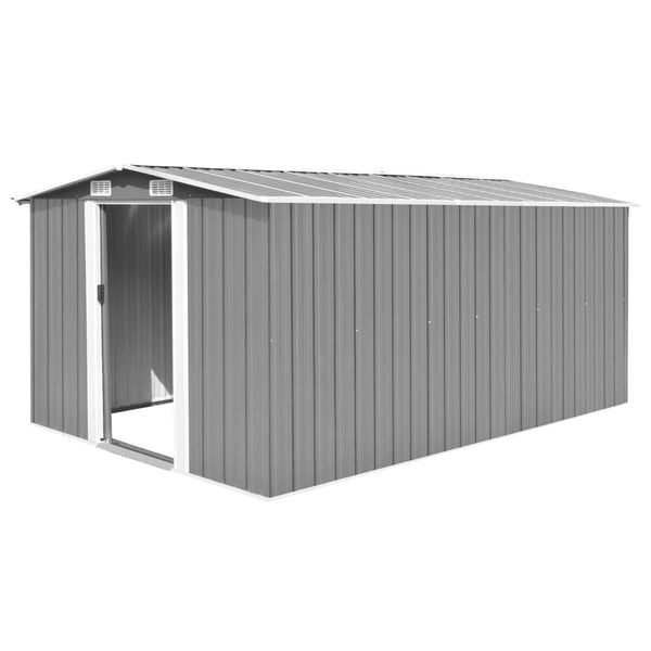 Abrigo de jardim 257x392x181 cm metal cinzento