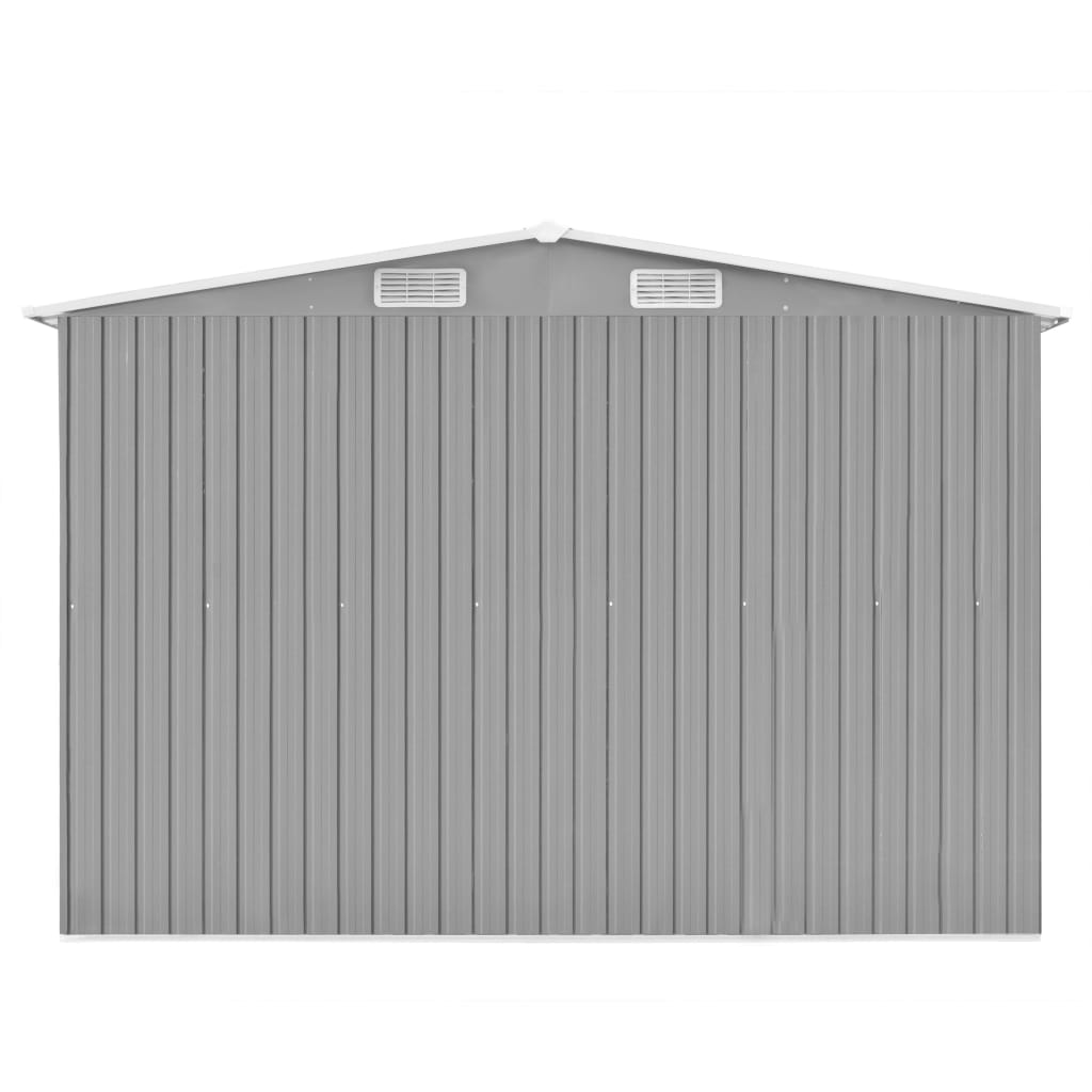 Abrigo de jardim 257x392x181 cm metal cinzento