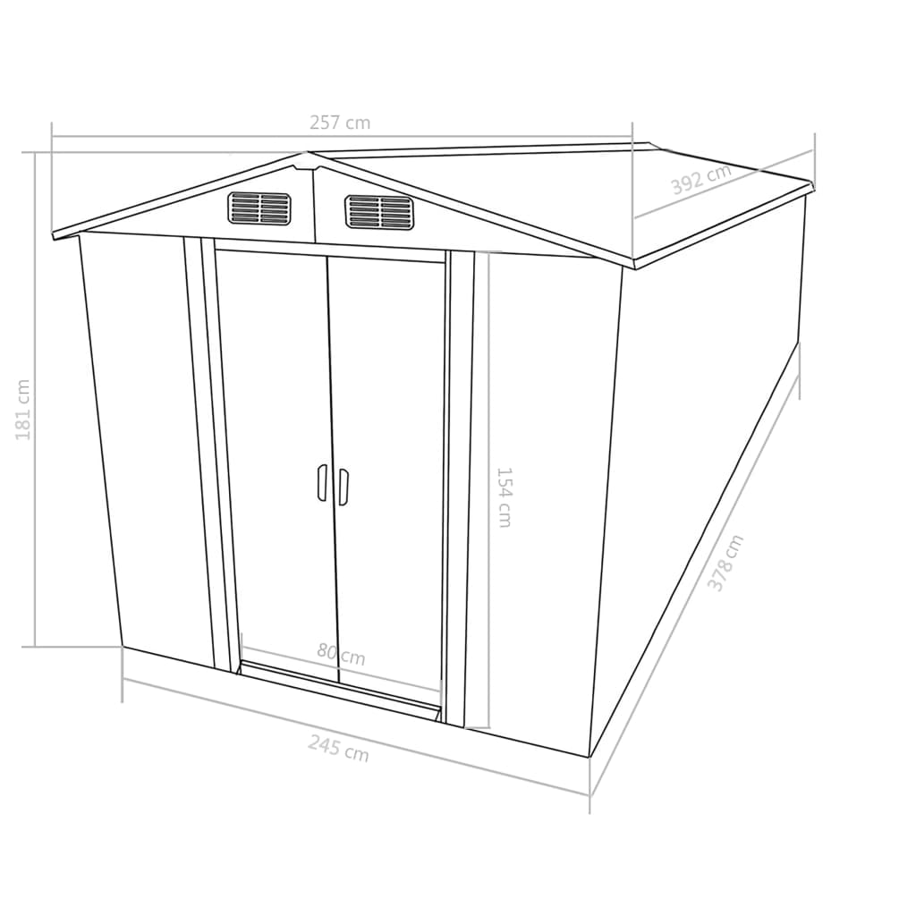Abrigo de jardim 257x392x181 cm metal antracite