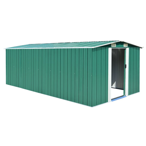 Abrigo de jardim 257x489x181 cm metal verde
