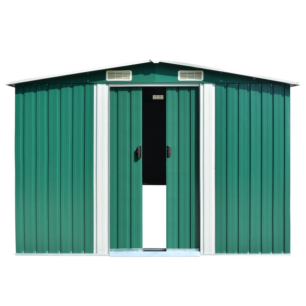 Abrigo de jardim 257x489x181 cm metal verde