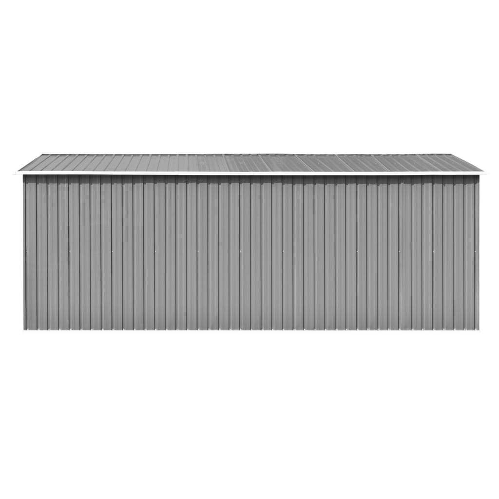 Abrigo de jardim 257x489x181 cm metal cinzento