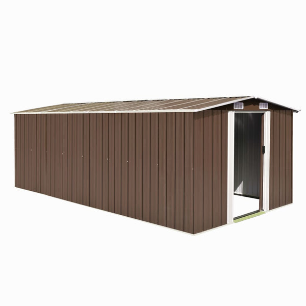 Abrigo de jardim 257x489x181 cm metal castanho