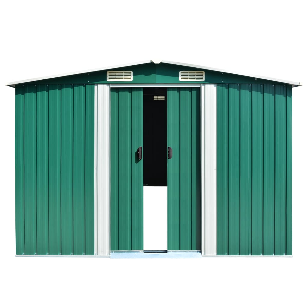 Abrigo de jardim 257x580x181 cm metal verde