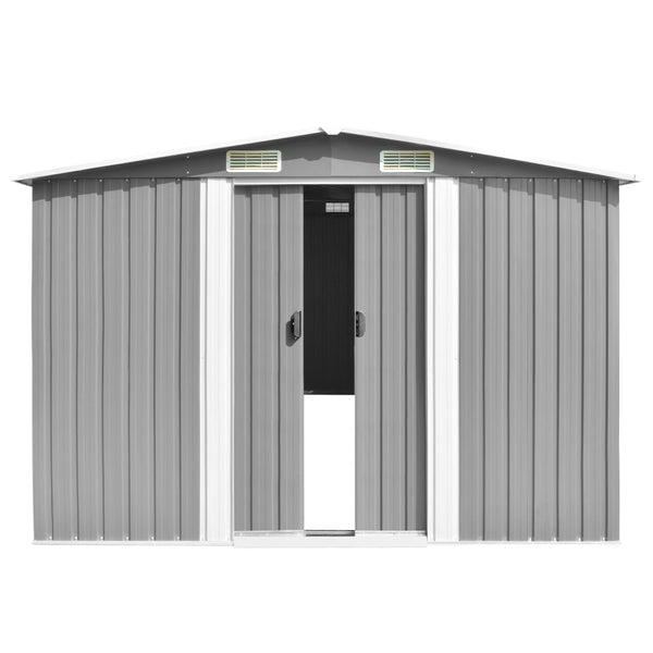 Abrigo de jardim 257x580x181 cm metal cinzento