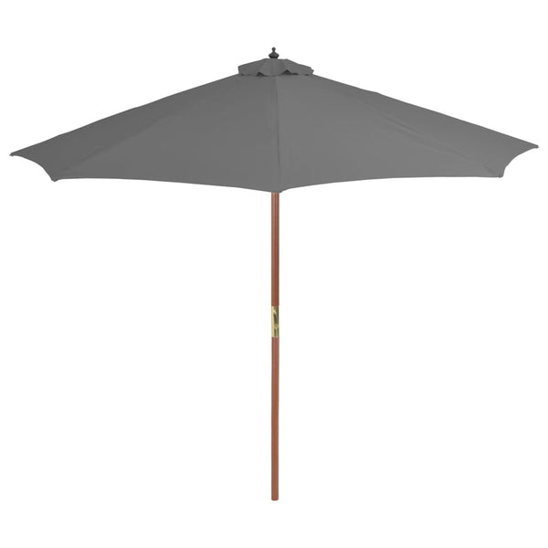 Guarda-sol de exterior com mastro de madeira 300 cm antracite