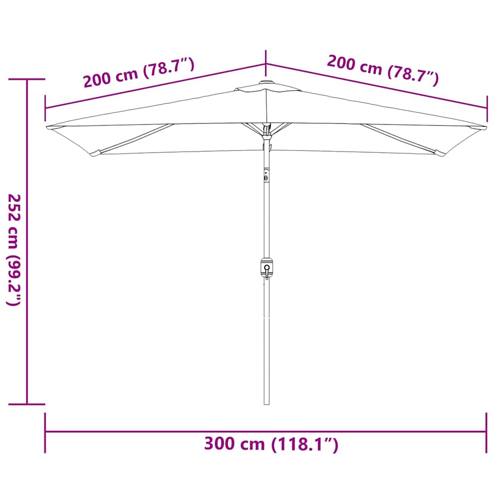 Guarda-sol de exterior com poste de metal 300x200 cm antracite