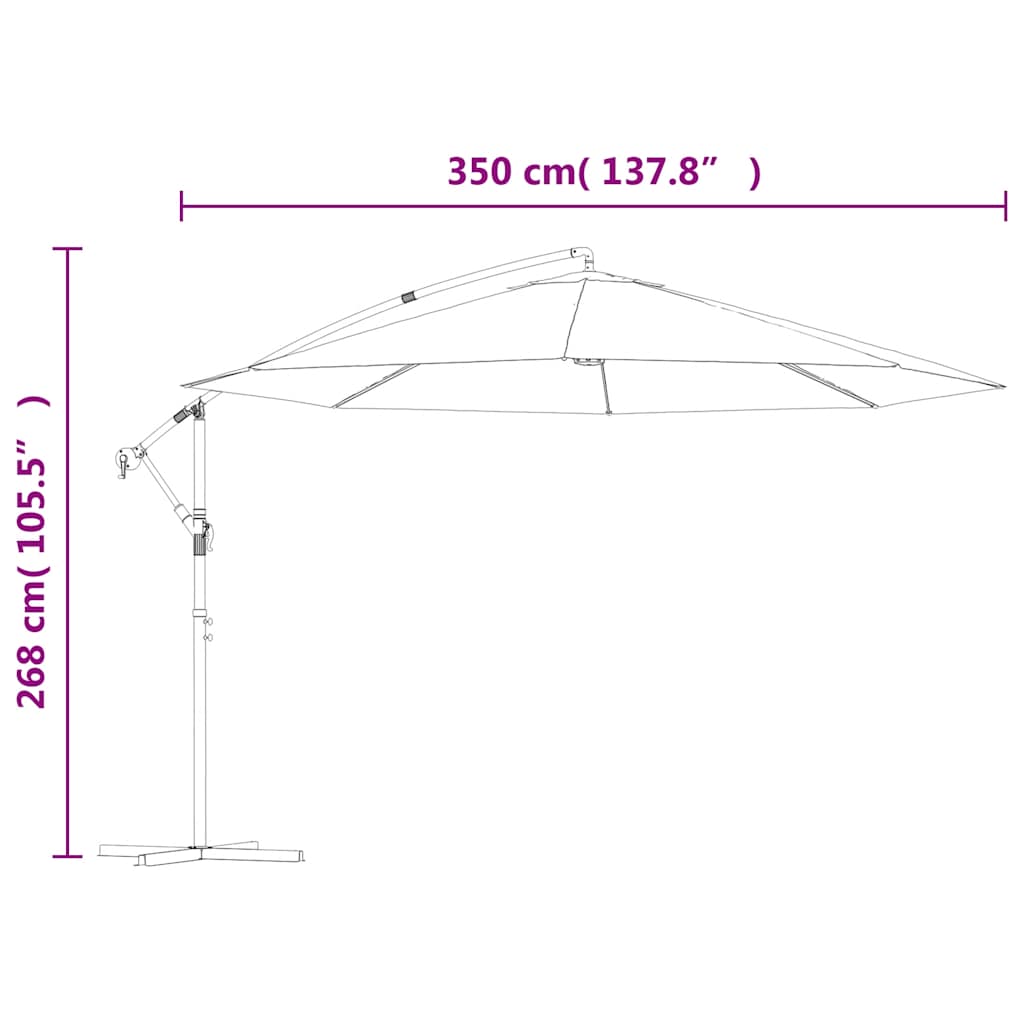 Guarda-sol cantilever com poste de alumínio 350 cm antracite