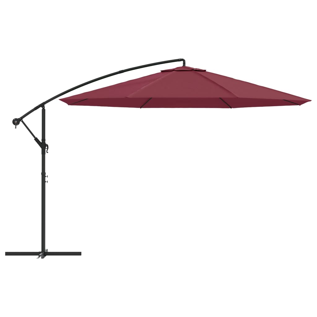 Guarda-sol cantilever de jardim c/ poste alumínio 350 cm bordô