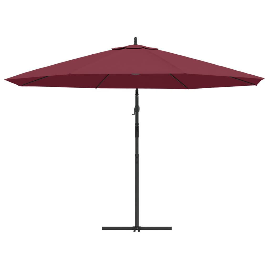 Guarda-sol cantilever de jardim c/ poste alumínio 350 cm bordô