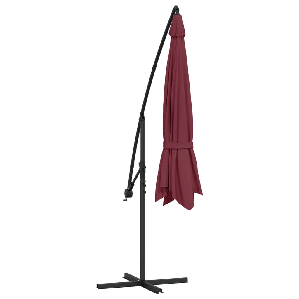 Guarda-sol cantilever de jardim c/ poste alumínio 350 cm bordô