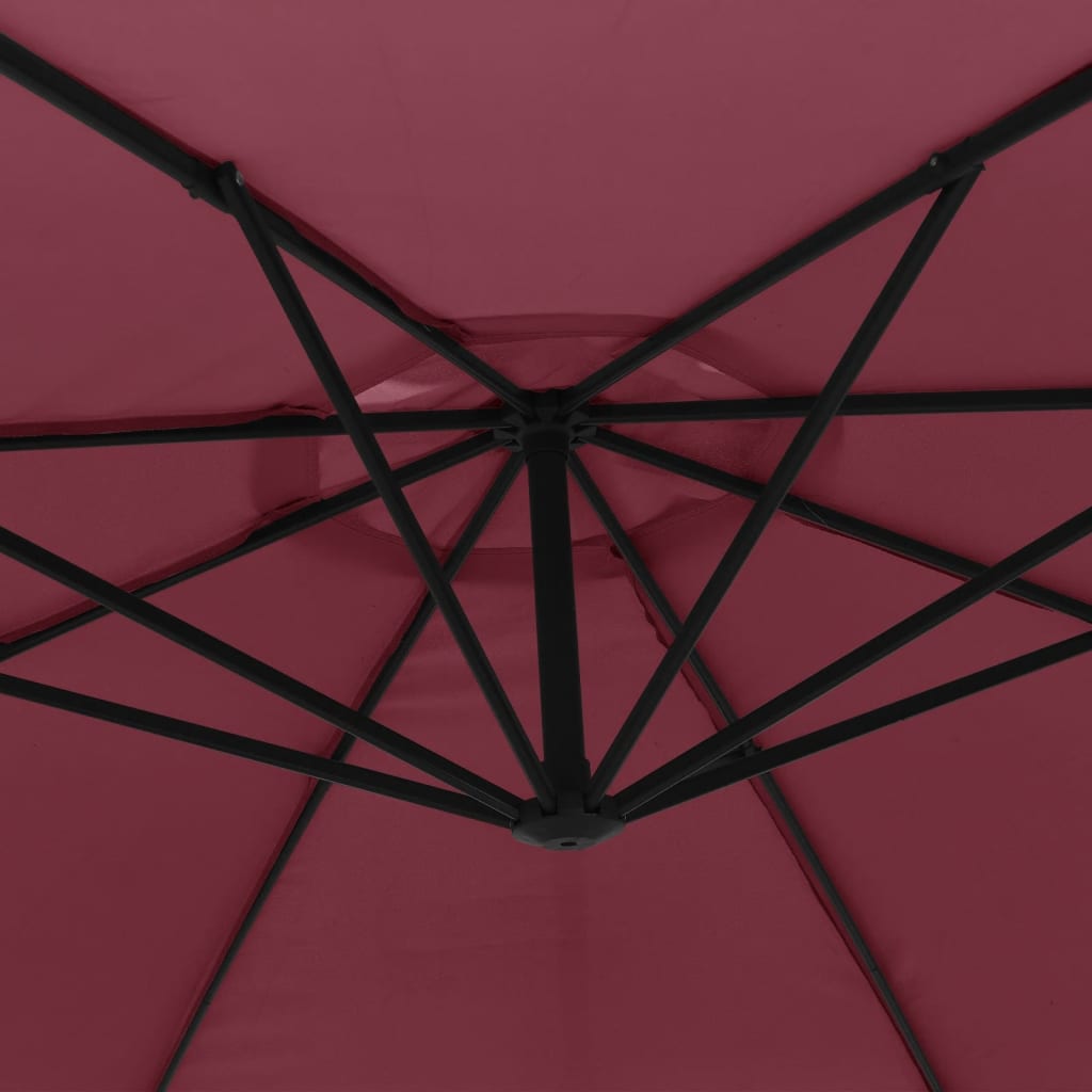 Guarda-sol cantilever de jardim c/ poste alumínio 350 cm bordô