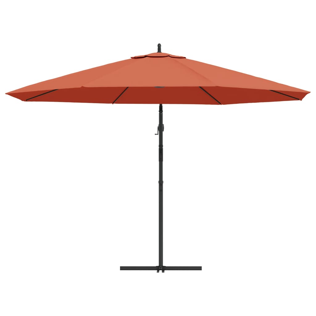 Guarda-sol cantilever com poste de alumínio 350 cm terracota
