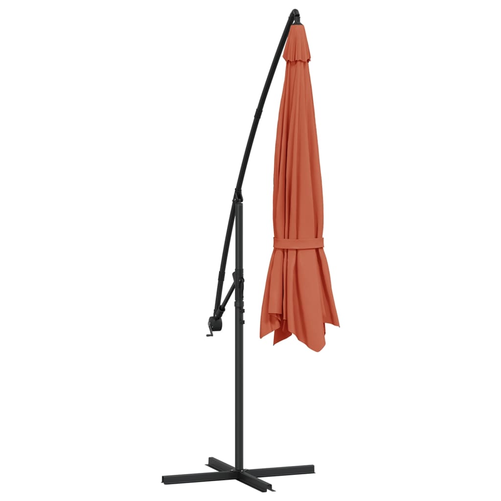 Guarda-sol cantilever com poste de alumínio 350 cm terracota