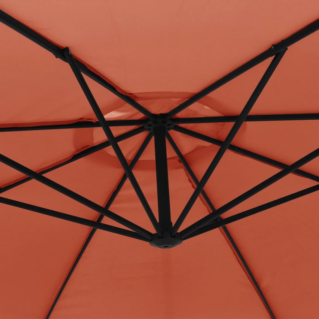 Guarda-sol cantilever com poste de alumínio 350 cm terracota