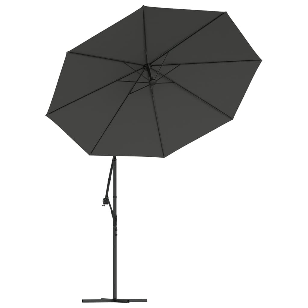 Guarda-sol cantilever c/ luzes LED e poste aço 300 cm antracite