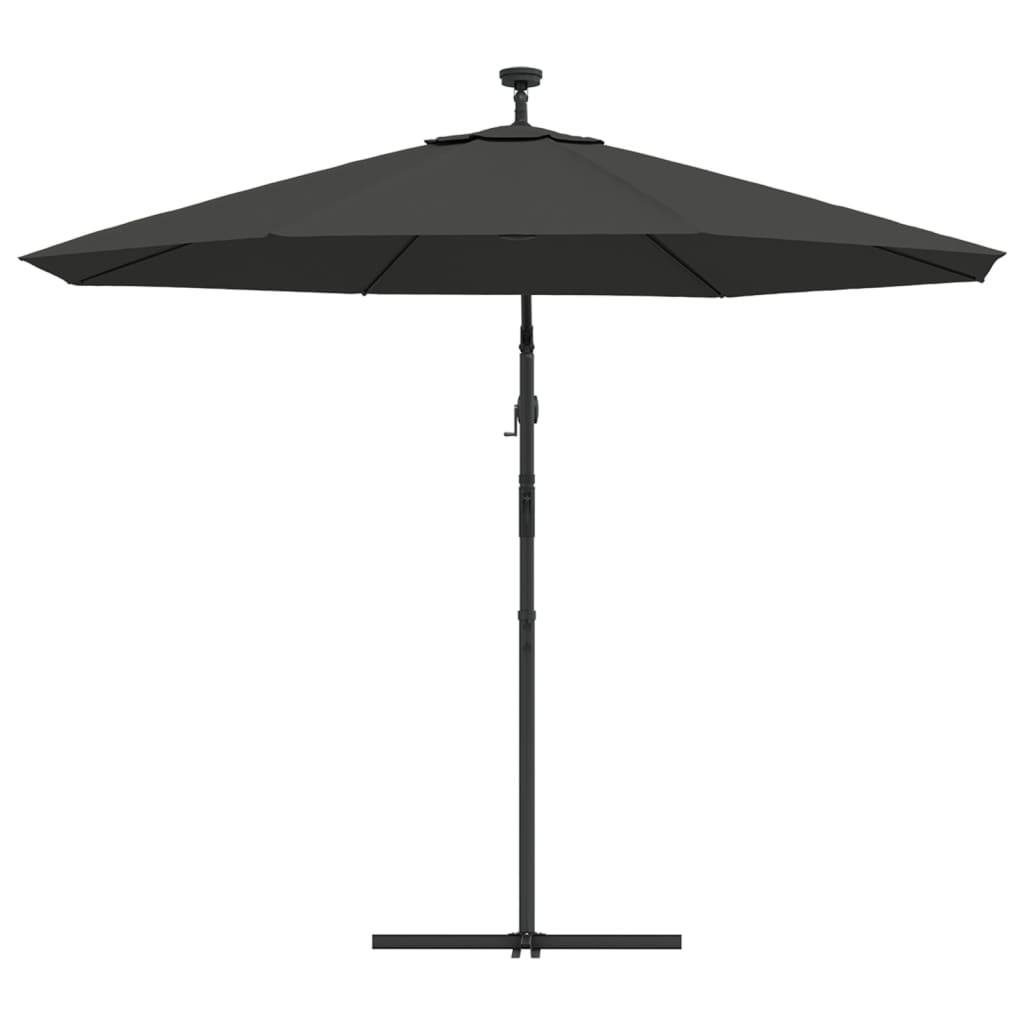 Guarda-sol cantilever c/ luzes LED e poste aço 300 cm antracite