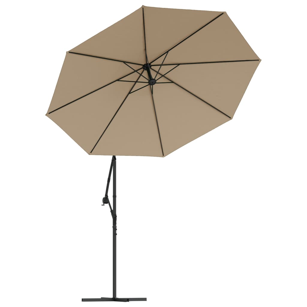 Guarda-sol cantilever com luzes LED 300 cm cinza-acastanhado