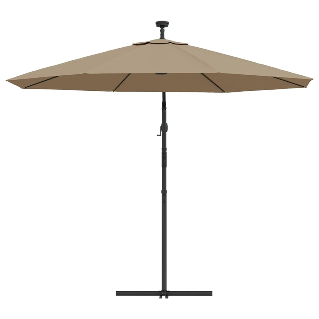 Guarda-sol cantilever com luzes LED 300 cm cinza-acastanhado
