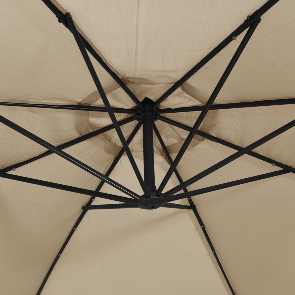 Guarda-sol cantilever com luzes LED 300 cm cinza-acastanhado