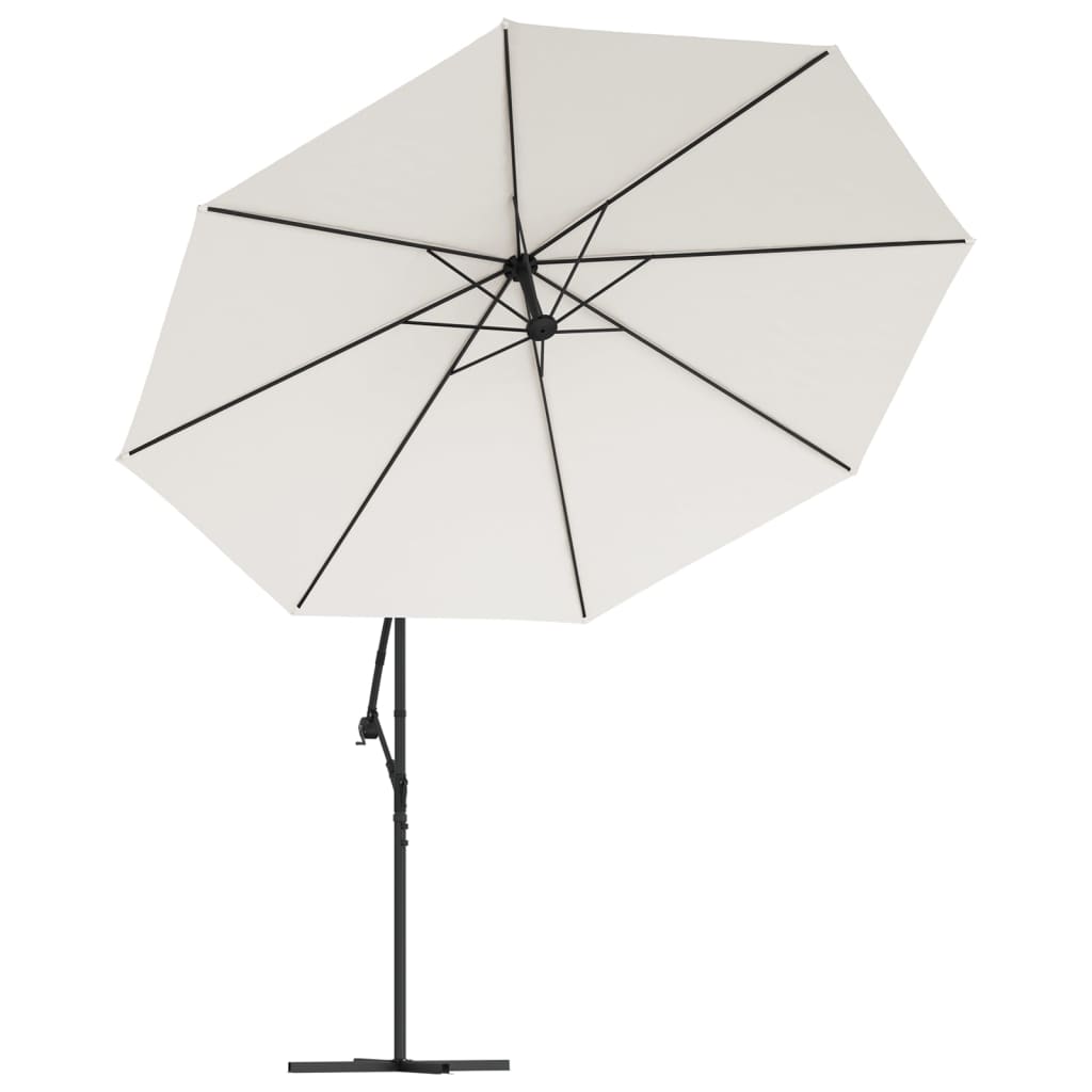 Guarda-sol cantilever c/ luzes LED e poste metal 350 cm areia