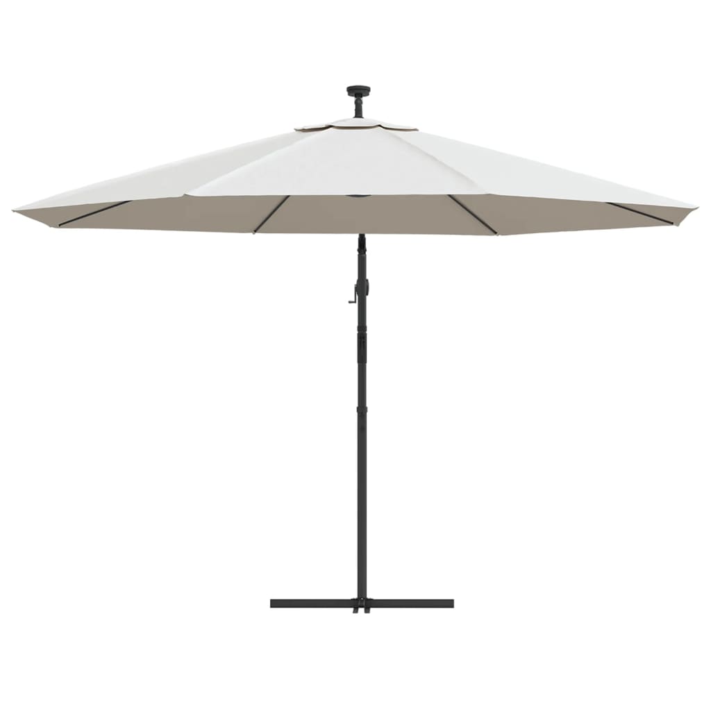 Guarda-sol cantilever c/ luzes LED e poste metal 350 cm areia