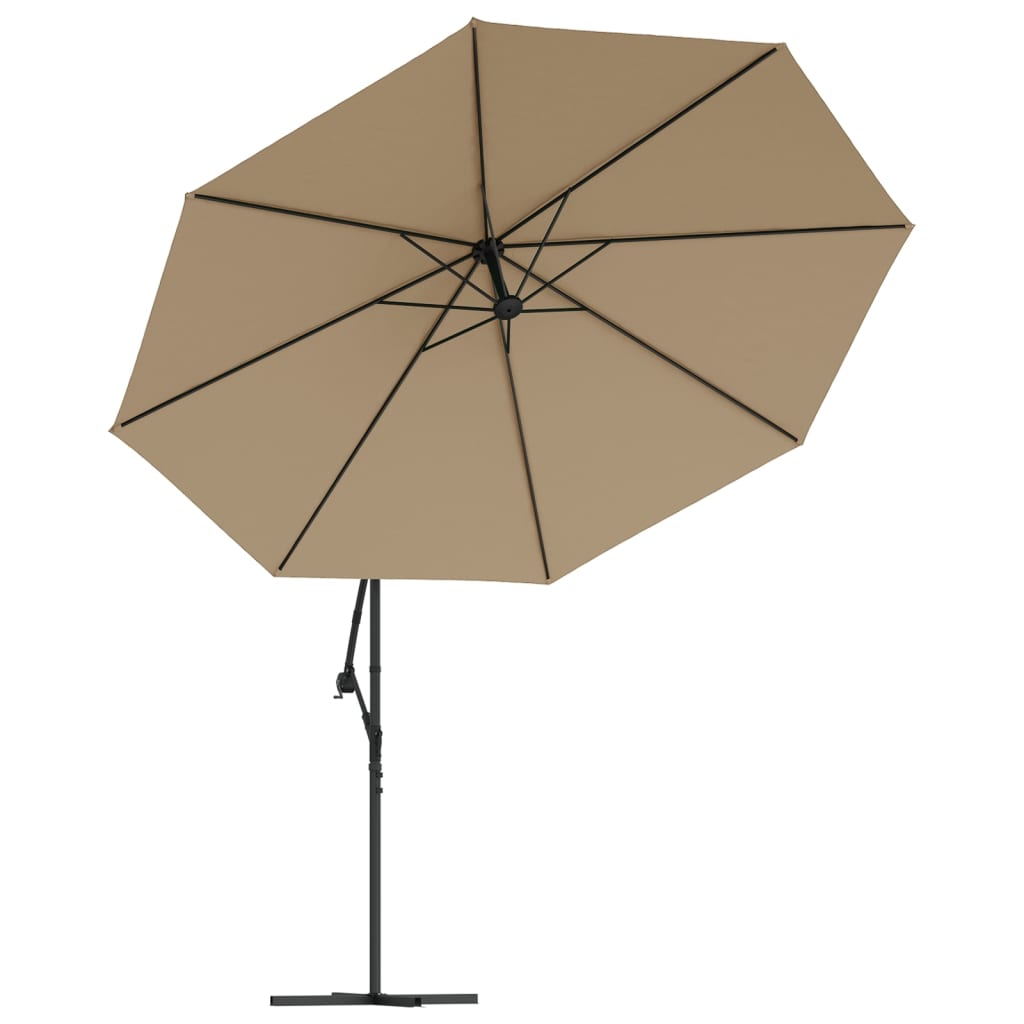 Guarda-sol cantilever c/ luzes LED 350 cm cinza-acastanhado