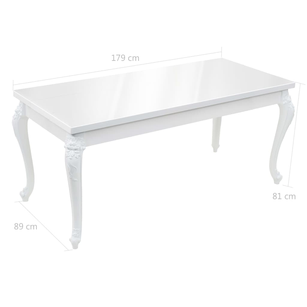 Mesa de jantar 179x89x81 cm branco brilhante