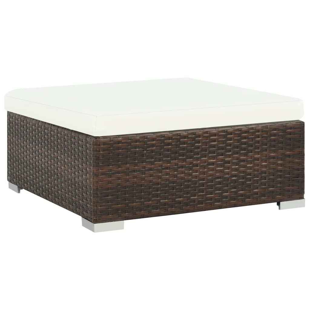 6 pcs conjunto lounge jardim c/ almofadões vime PE castanho