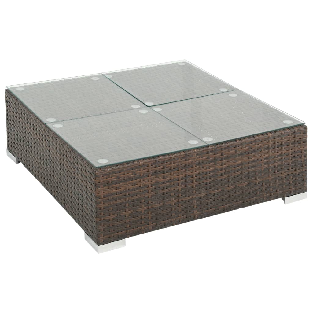 6 pcs conjunto lounge jardim c/ almofadões vime PE castanho