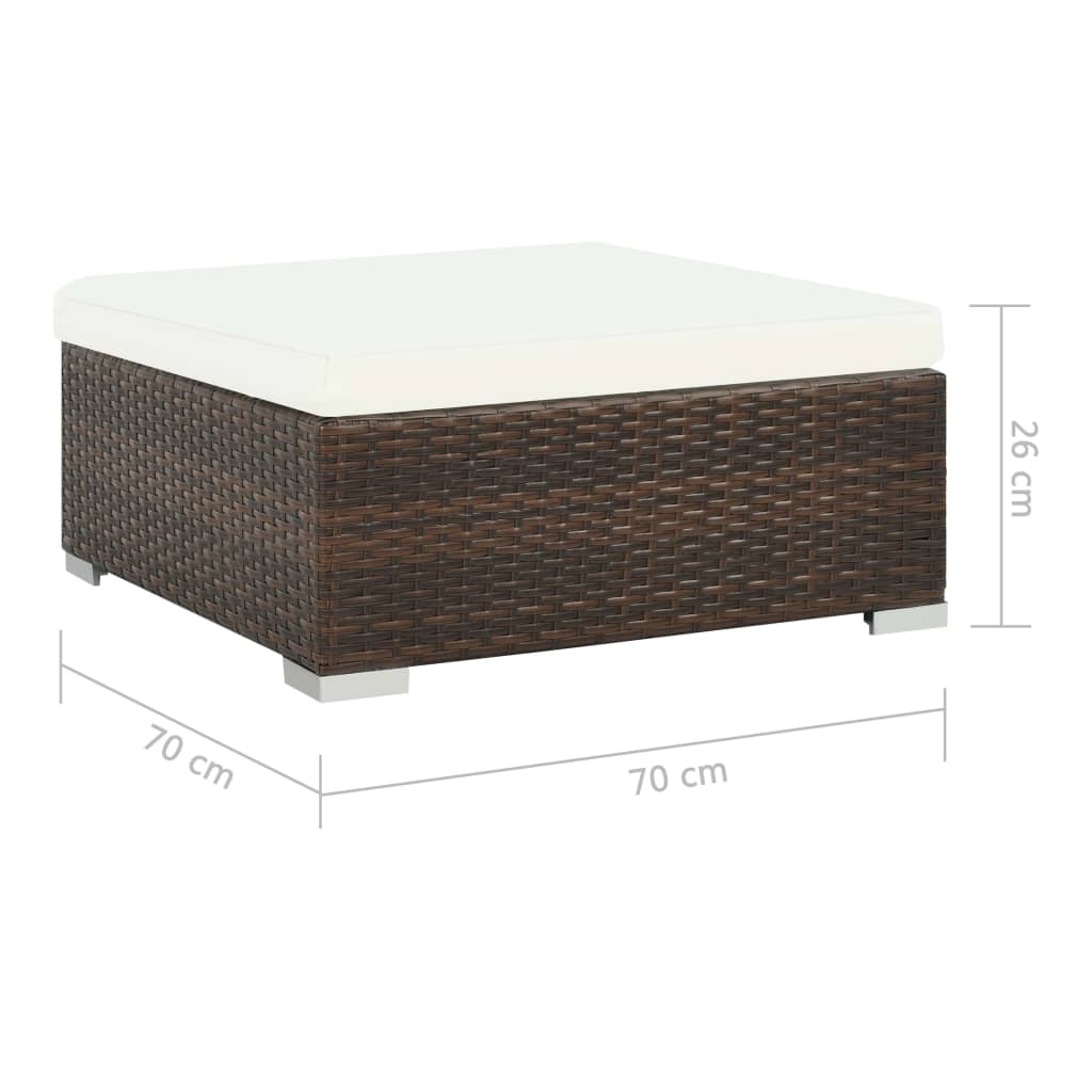 6 pcs conjunto lounge jardim c/ almofadões vime PE castanho