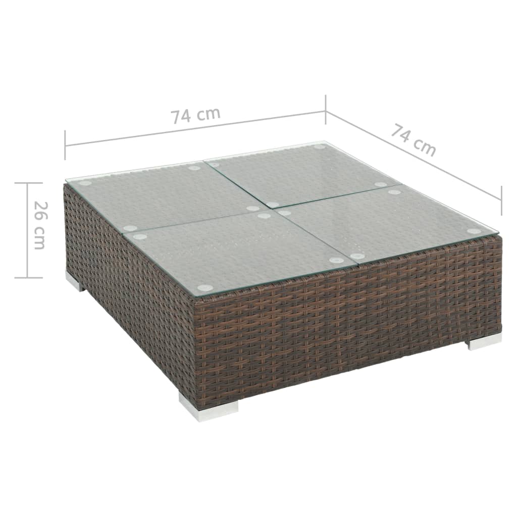 6 pcs conjunto lounge jardim c/ almofadões vime PE castanho