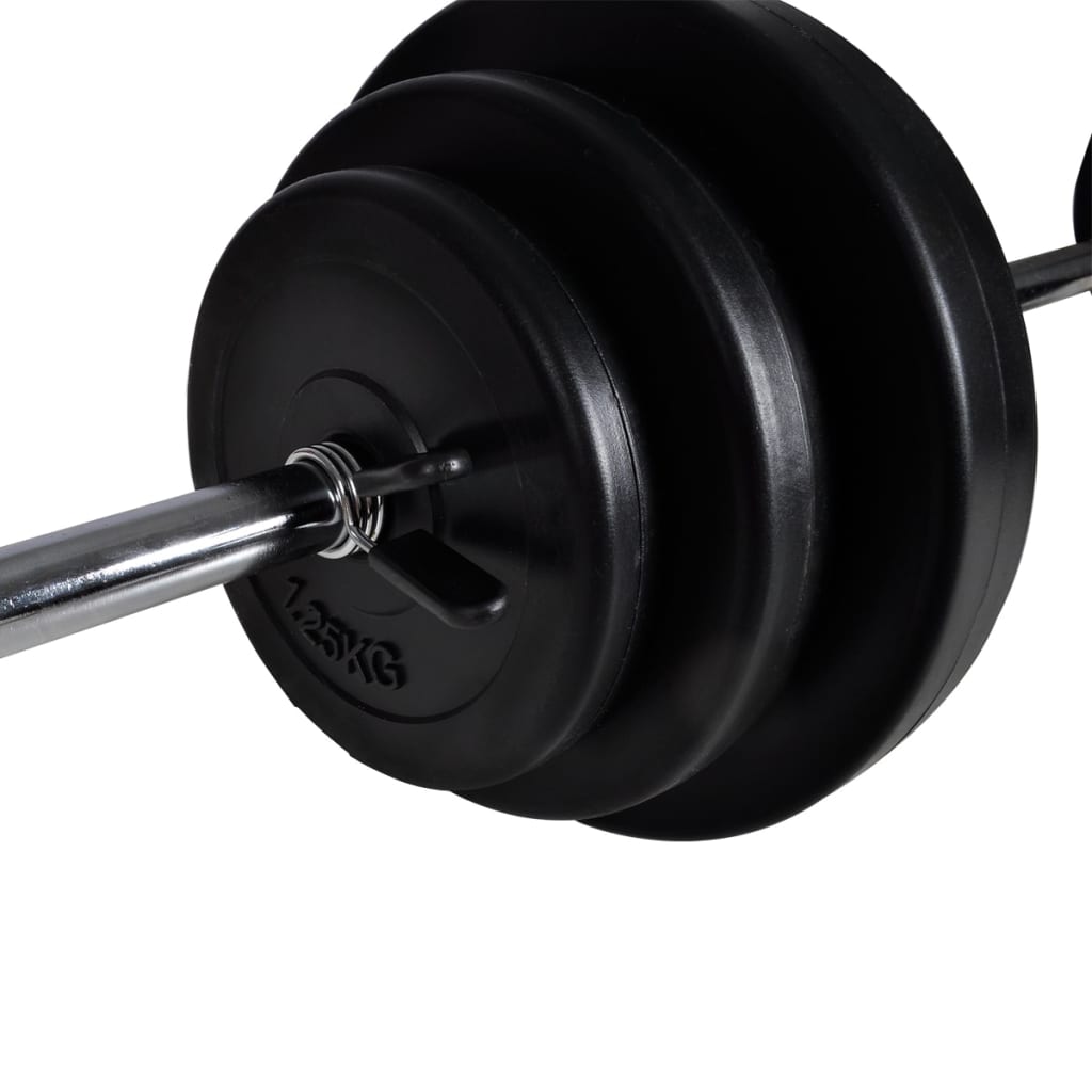 Banco musculação ajustável + conjunto barras e halteres 30,5 kg