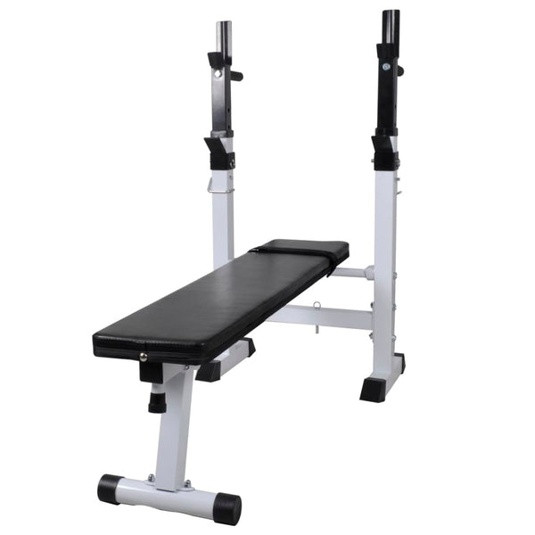 Banco musculação c/ suporte p/ pesos + barras e halteres 60,5kg