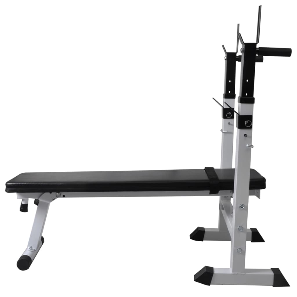 Banco musculação c/ suporte p/ pesos + barras e halteres 60,5kg