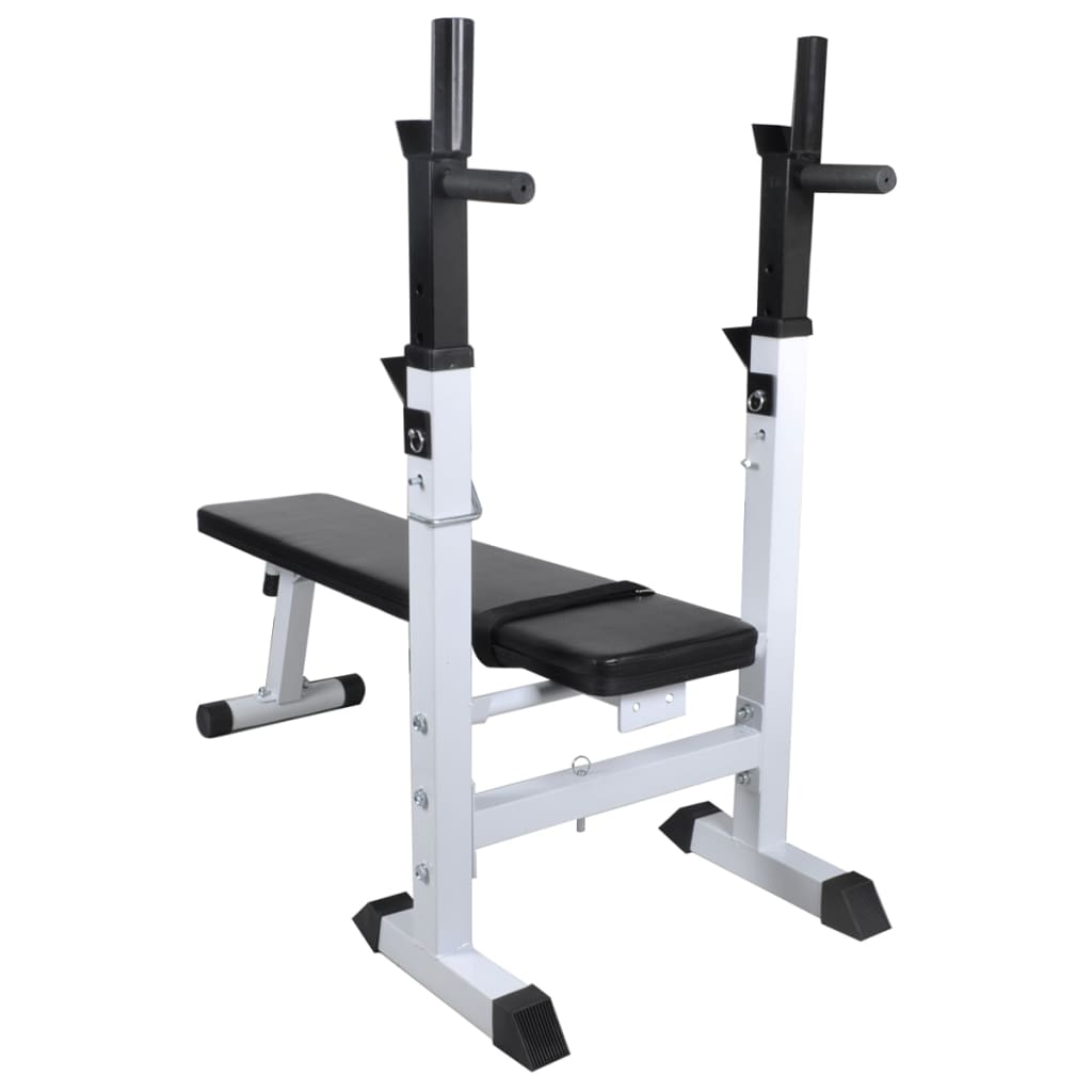 Banco musculação c/ suporte p/ pesos + barras e halteres 60,5kg
