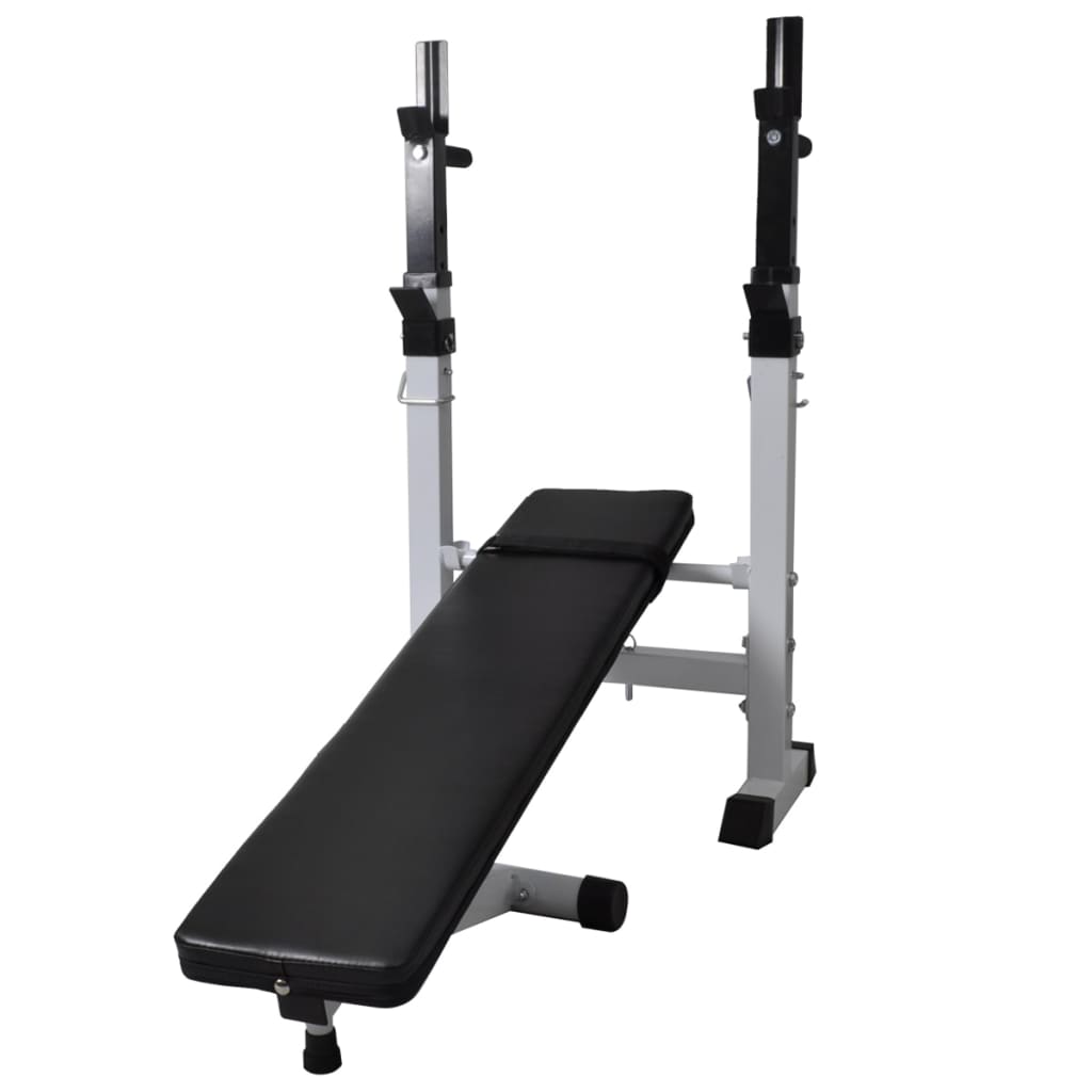 Banco musculação c/ suporte p/ pesos + barras e halteres 60,5kg