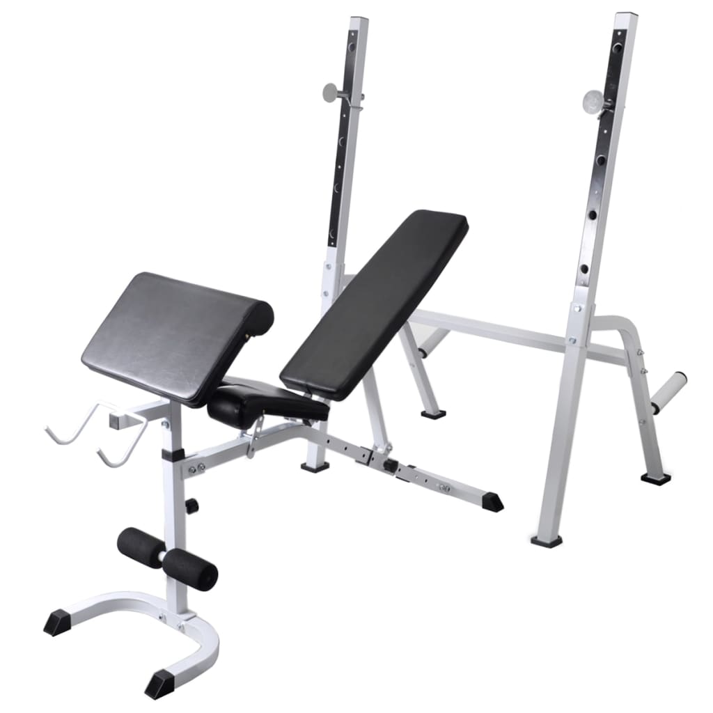 Banco musculação c/ suporte p/ pesos + barras e halteres 60,5kg
