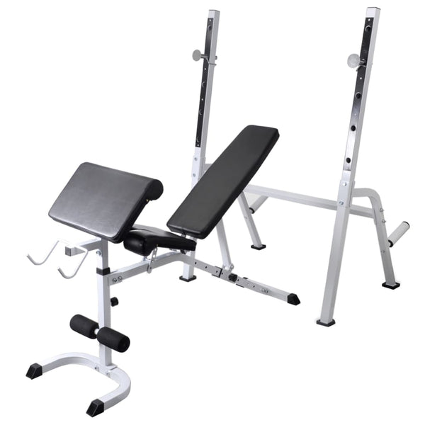 Banco musculação c/ suporte p/ pesos + barras e halteres 60,5kg