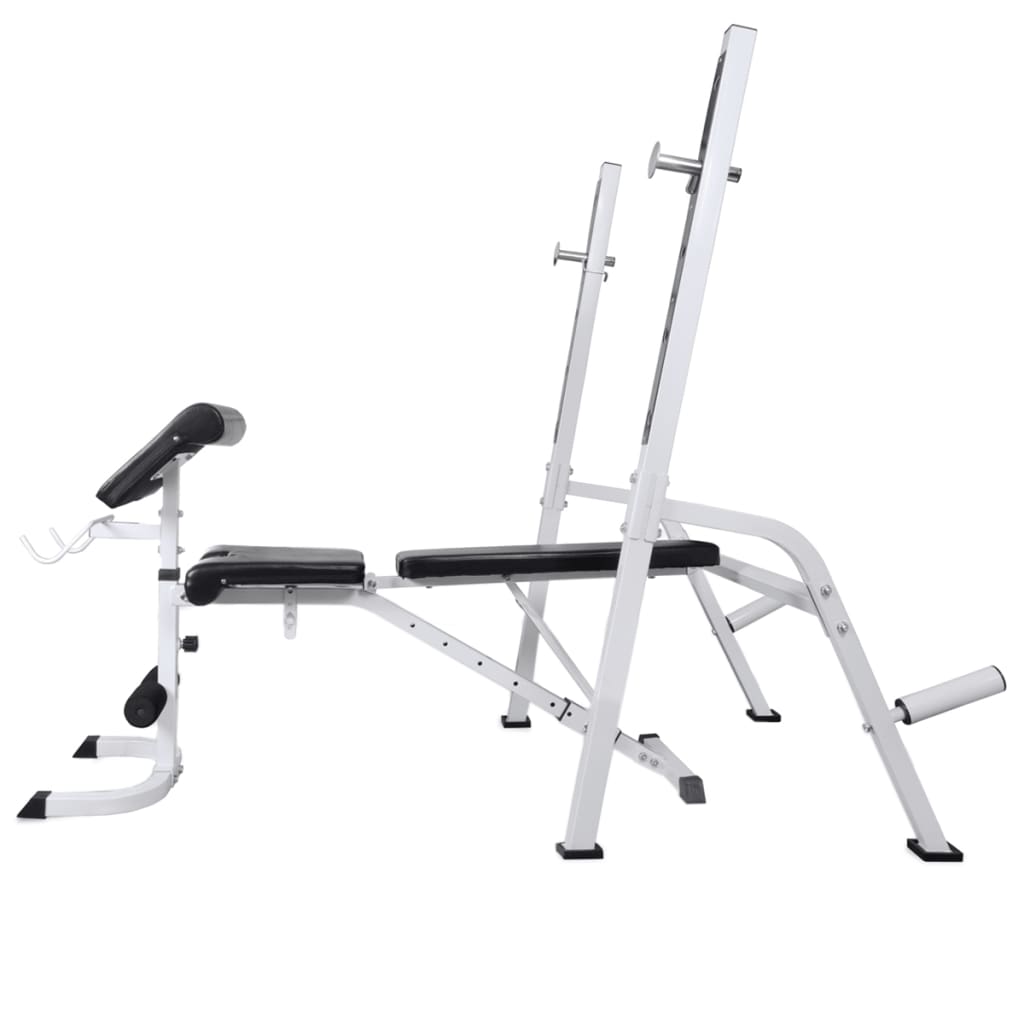 Banco musculação c/ suporte p/ pesos + barras e halteres 60,5kg
